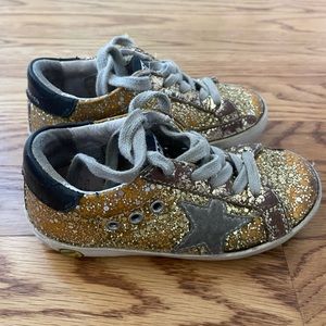 kids Golden Goose size 25 gold sparkles